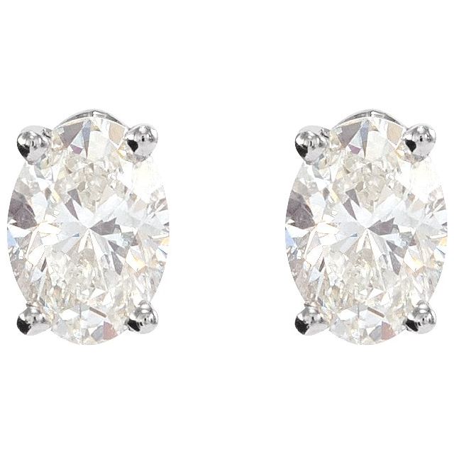 Oval 4-Prong Lightweight Stud Earrings