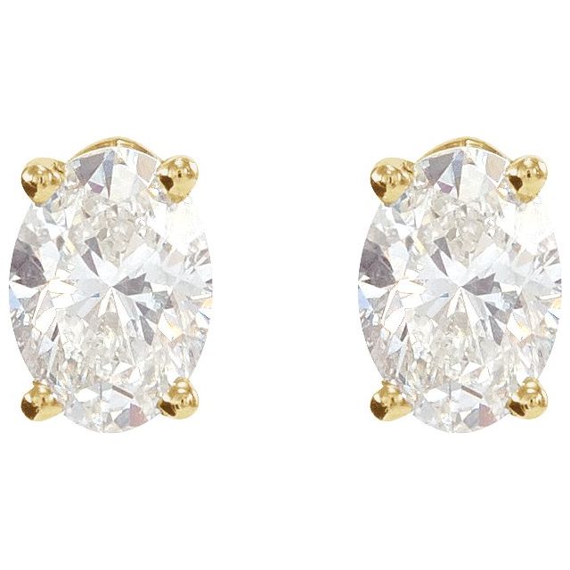 Oval 4-Prong Lightweight Stud Earrings