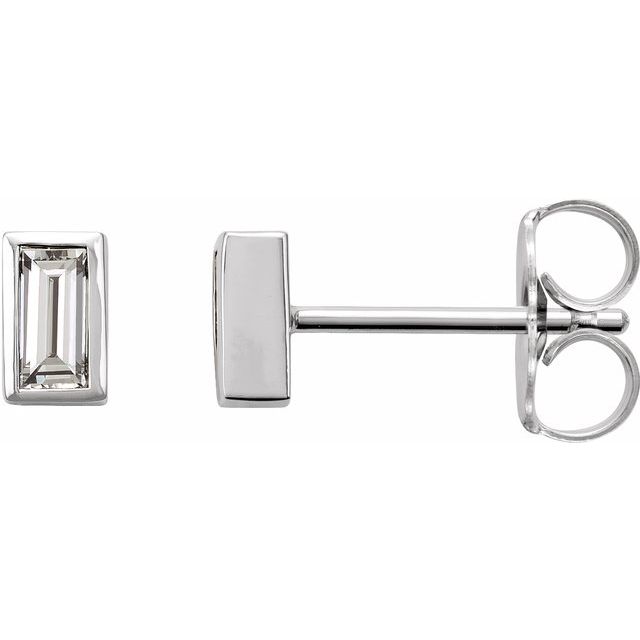 Straight Baguette Bezel-Set Stud Earrings