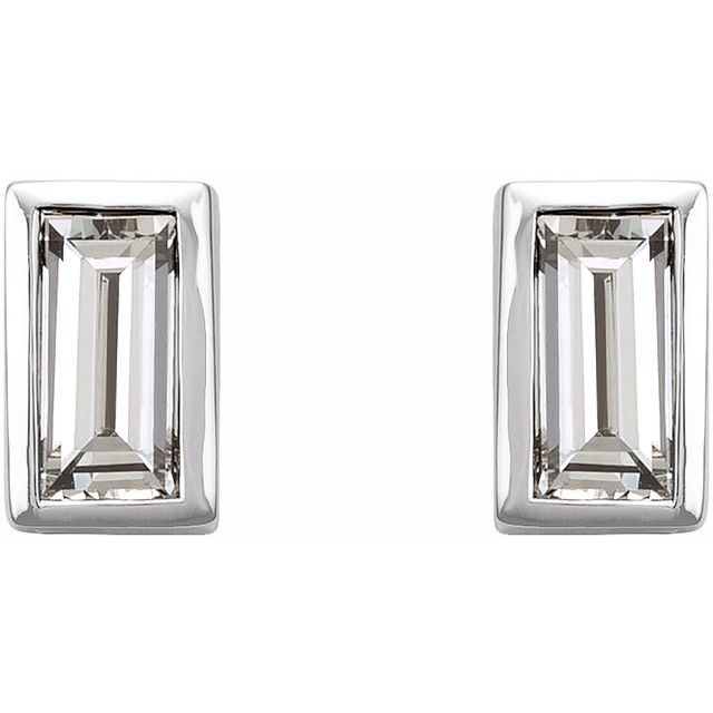 Straight Baguette Bezel-Set Stud Earrings