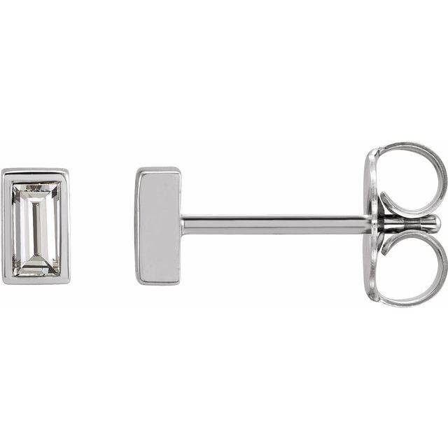 Straight Baguette Bezel-Set Stud Earrings