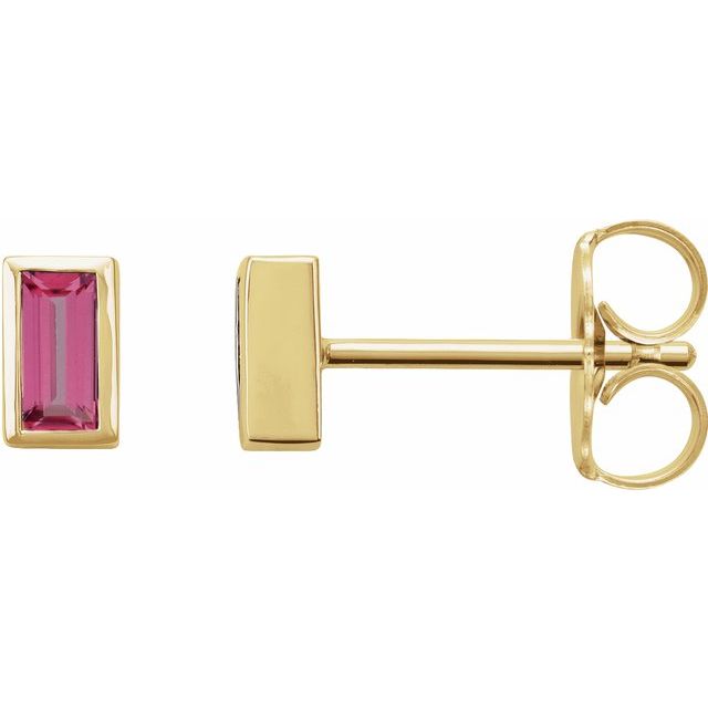 Straight Baguette Bezel-Set Stud Earrings