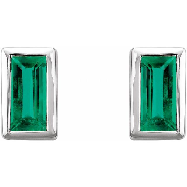 Straight Baguette Bezel-Set Stud Earrings