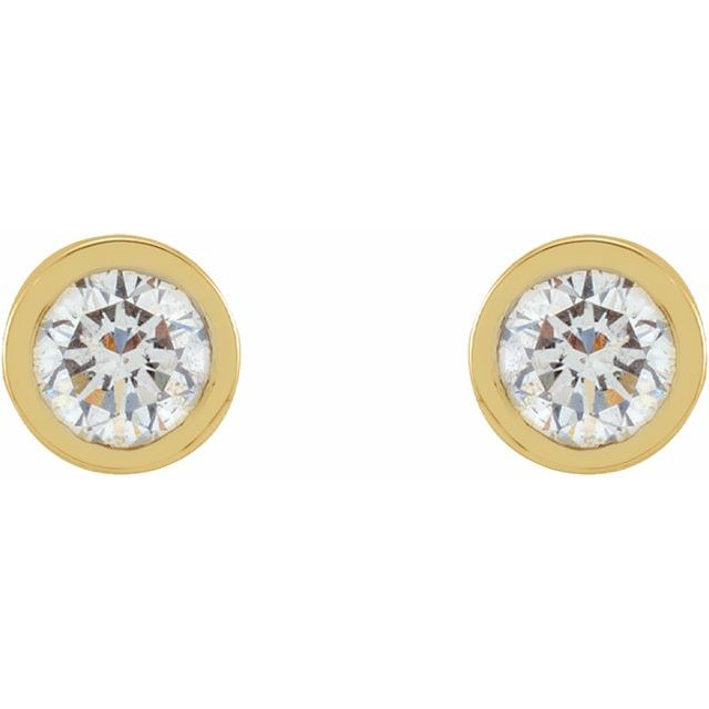 Round Micro Bezel-Set Stud Earrings