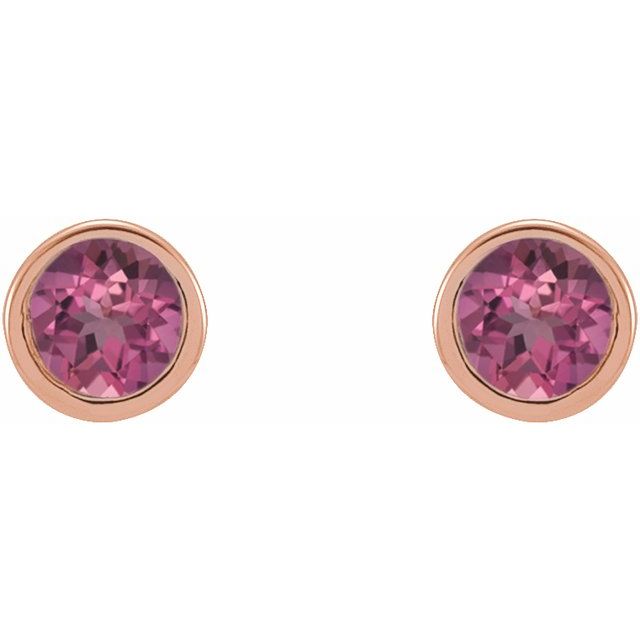 Round Micro Bezel-Set Stud Earrings