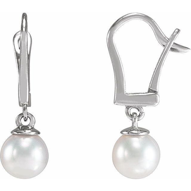 Click-In Lever Back Pearl Earrings