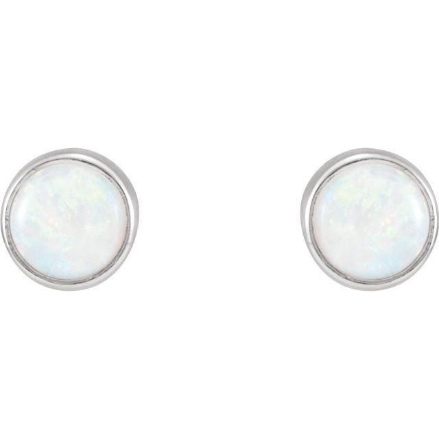Round Bezel-Set Cabochon Earrings