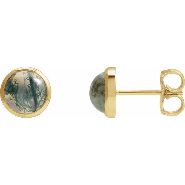 Round Bezel-Set Cabochon Earrings