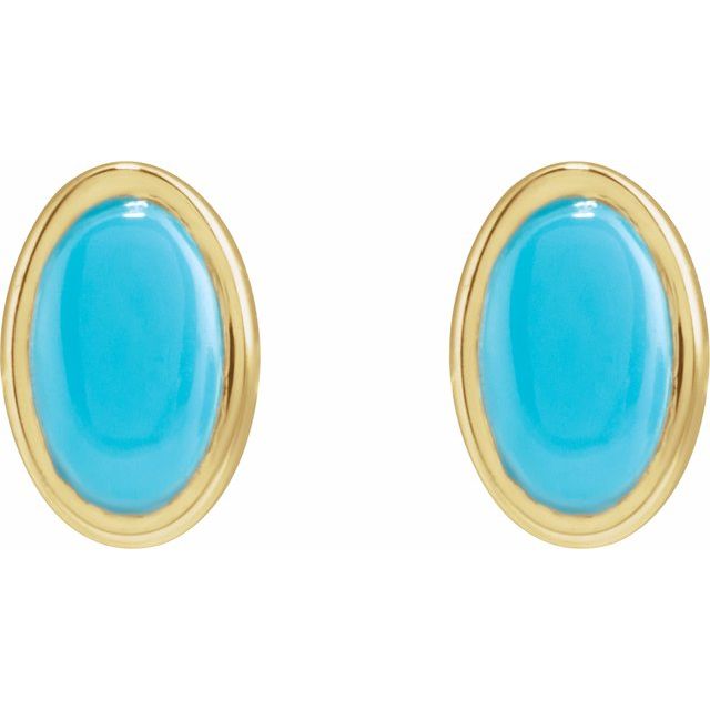 Oval Bezel-Set Cabochon Earrings