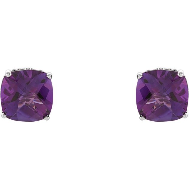 Cushion 4-Prong Scroll Setting® Stud Earrings