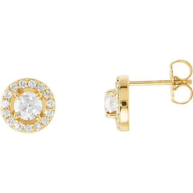 Round 4-Prong Halo-Style Earrings