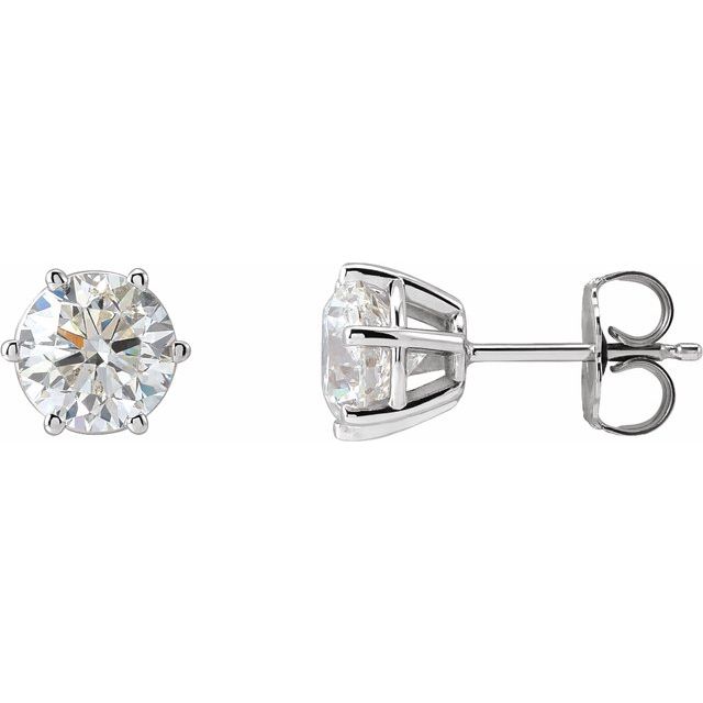 Round 6-Prong Stud Earrings