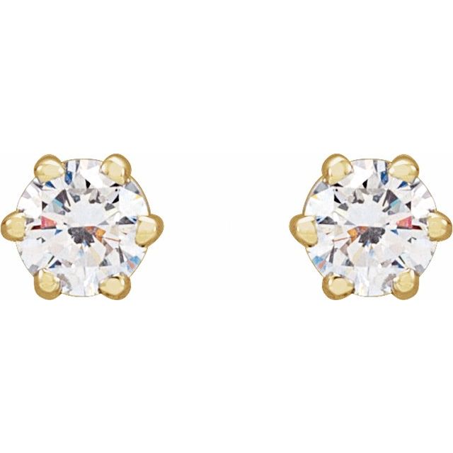 Round 6-Prong Stud Earrings