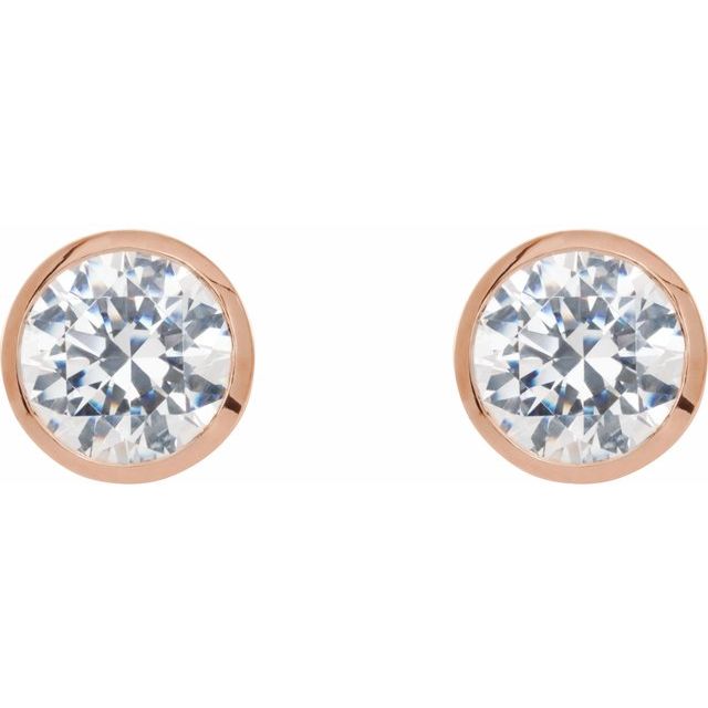 Round Bezel-Set Stud Earrings