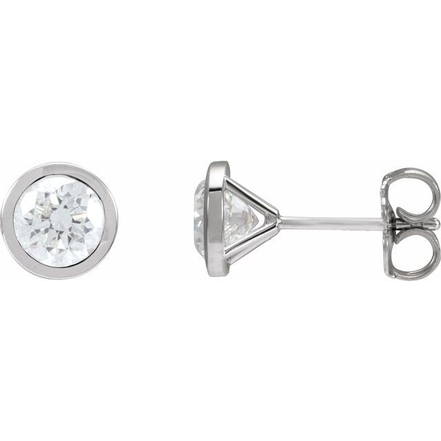Round Bezel-Set Stud Earrings