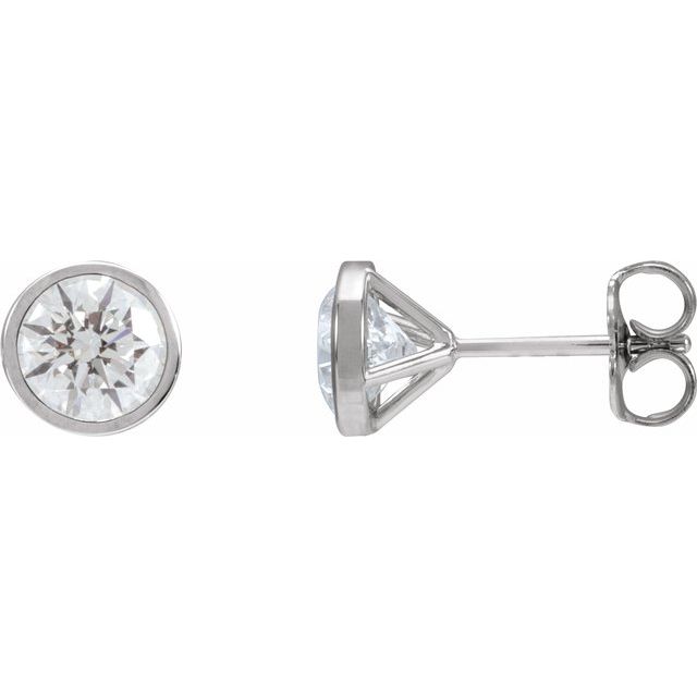 Round Bezel-Set Stud Earrings