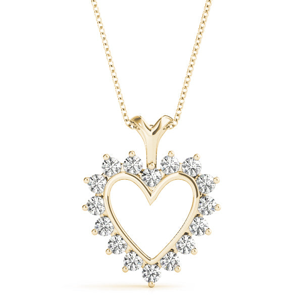 14K Yellow Gold Multi-Diamond Heart Pendant