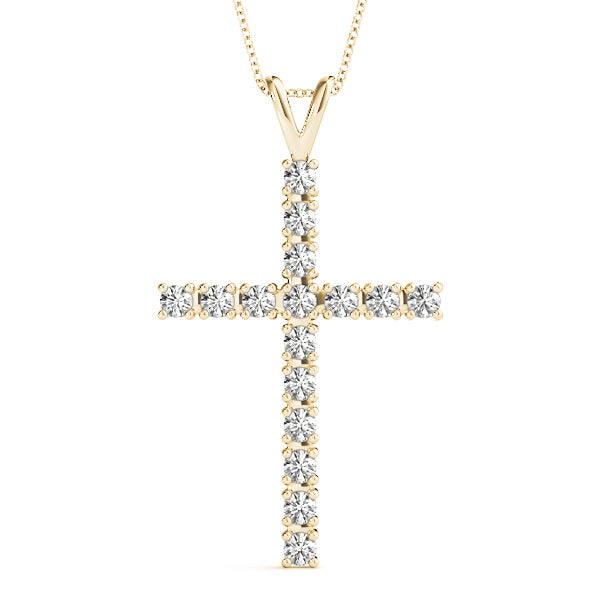 Yellow Gold Diamond Cross Pendant | Religious Jewelry