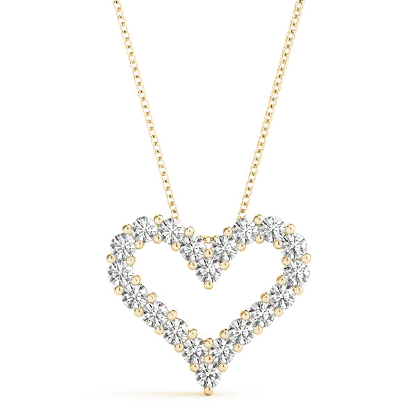 14K Yellow Gold Diamond Heart Pendant