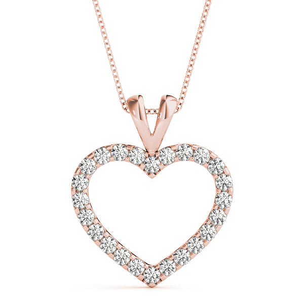 Rose Gold 26-Diamond Heart Pendant