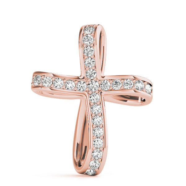 Rose Gold Diamond Cross Pendant | Religious Jewelry