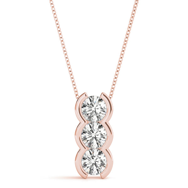 Rose Gold 3-Stone Lab Diamond Pendant