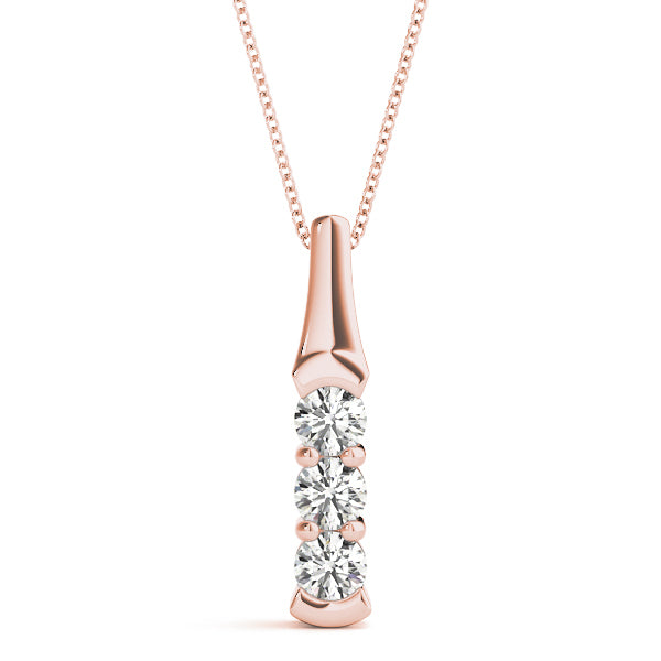 Rose Gold 3-Stone Lab Diamond Pendant