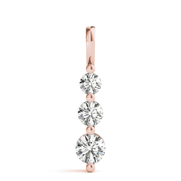 Rose Gold 3-Stone Lab Diamond Pendant 1.0 CTW