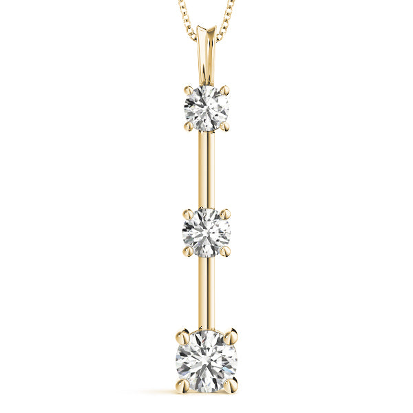 18K Yellow Gold Lab Diamond 3-Stone Pendant