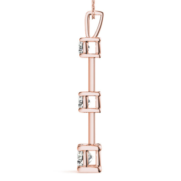 Rose Gold Lab Diamond 3-Stone Pendant 0.45ctw