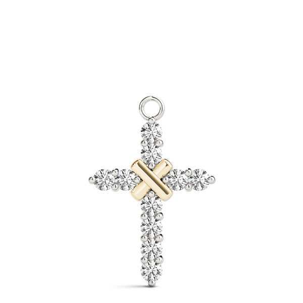 14K Yellow Gold Diamond Religious Cross Pendant
