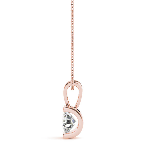14K Rose Gold 1ct Lab Diamond Pendant