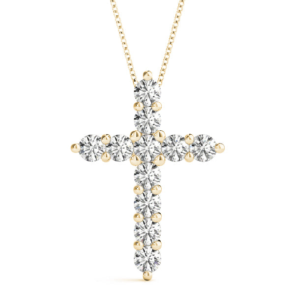 14K Yellow Gold Diamond Religious Cross Pendant