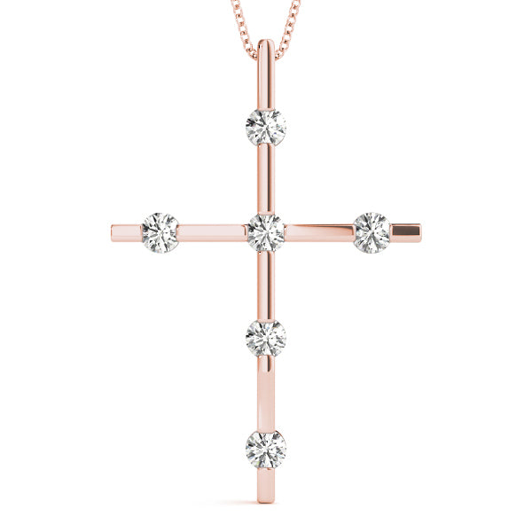 Rose Gold Diamond Cross Pendant | Religious Jewelry