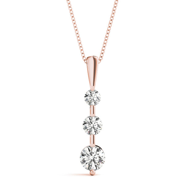 14K Rose Gold Lab Diamond 3-Stone Pendant