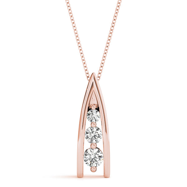 Rose Gold Lab Diamond 3-Stone Pendant