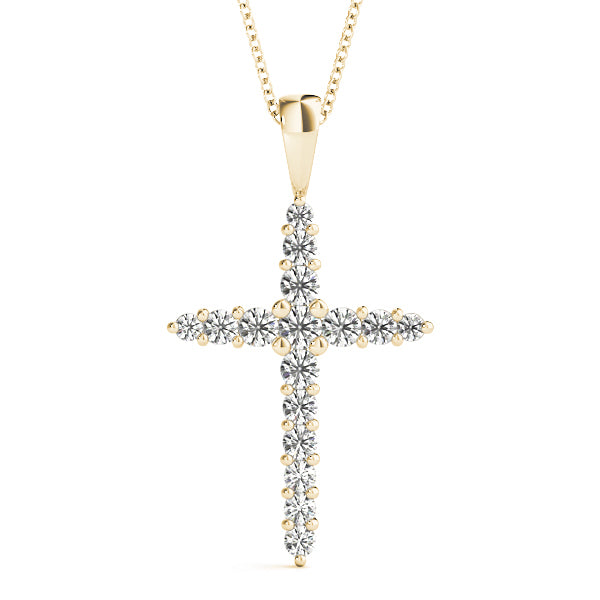 18K Yellow Gold Diamond Religious Cross Pendant