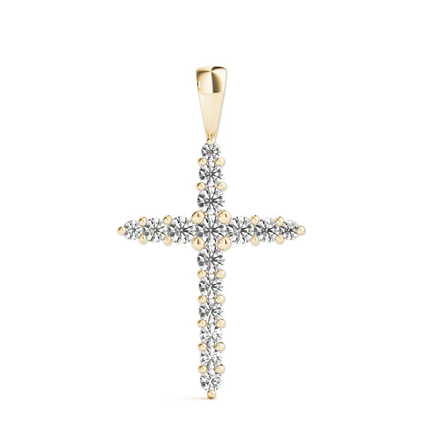 18K Yellow Gold Diamond Religious Cross Pendant
