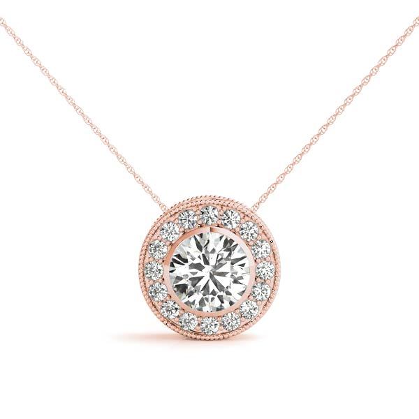 Rose Gold Lab Diamond Halo Pendant