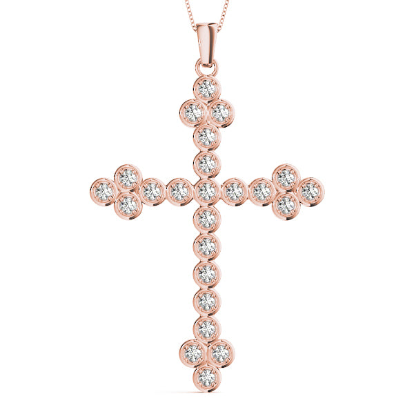 Rose Gold Diamond Cross Pendant | Religious Jewelry