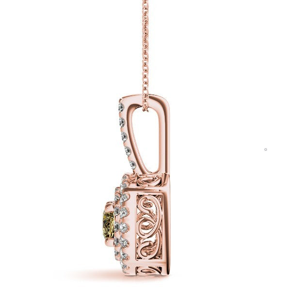 Rose Gold Lab Diamond Halo Pendant