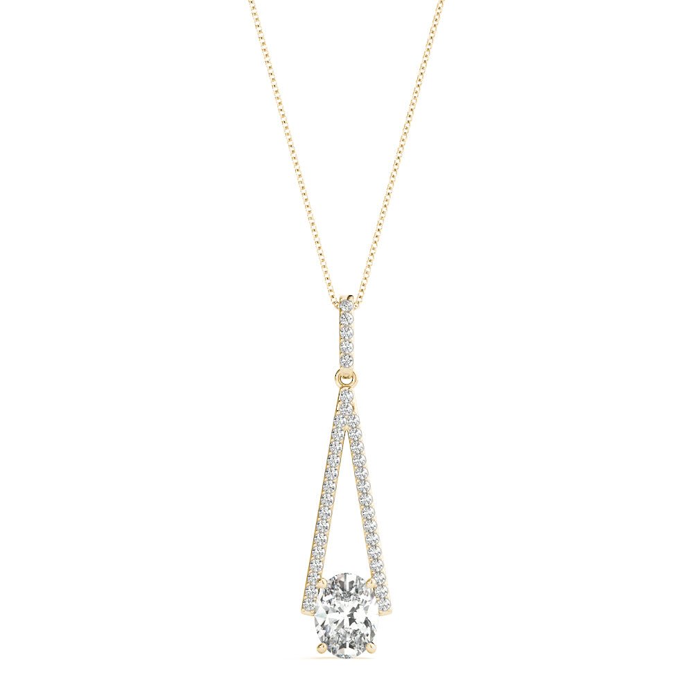14K Yellow Gold Lab Diamond Oval Pendant