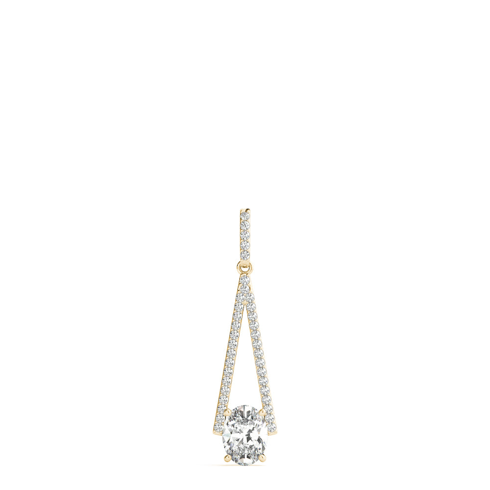 14K Yellow Gold Lab Diamond Oval Pendant
