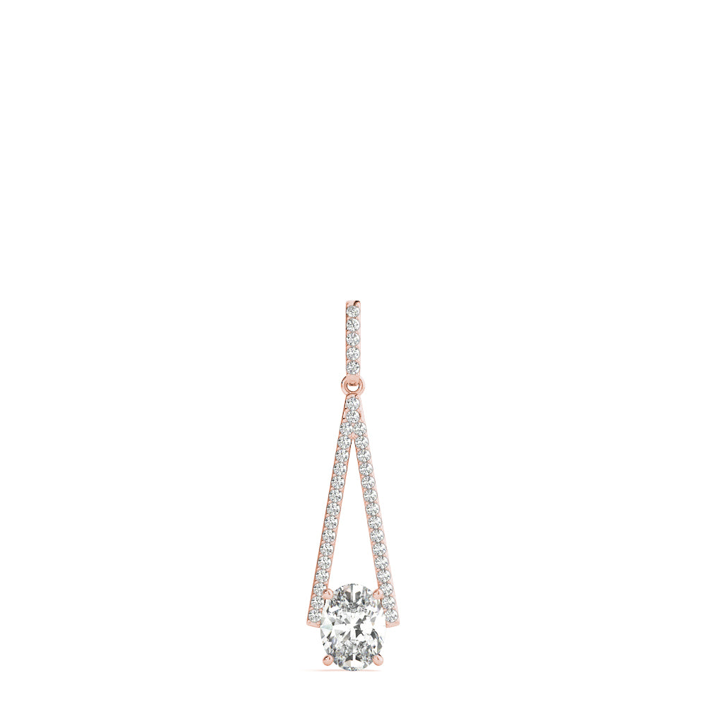 14K Rose Gold Diamond Oval Pendant