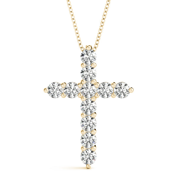 11-Diamond 14K Yellow Gold Cross Religious Pendant