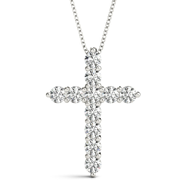11-Stone Lab Diamond Cross Pendant