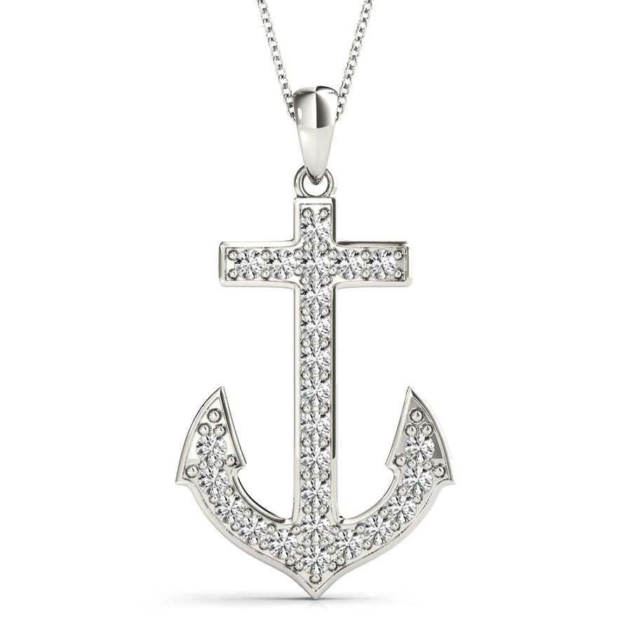 Lab Diamond Anchor Pendant
