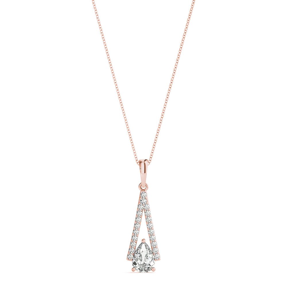 Rose Gold Lab Diamond Pear Pendant Necklace