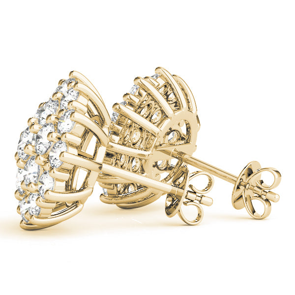 14K Yellow Gold Lab Diamond Cluster Earrings