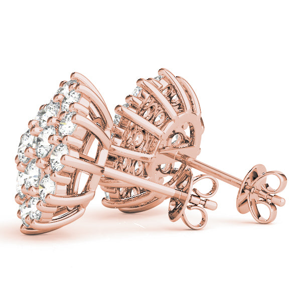14K Rose Gold Lab Diamond Cluster Earrings